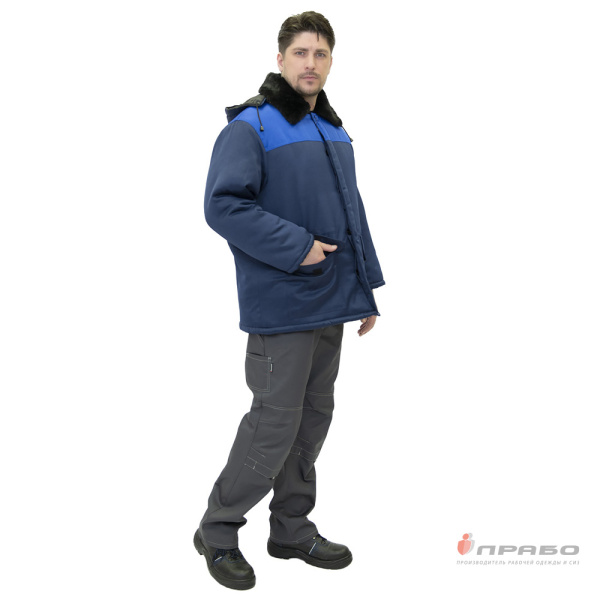 Куртка мужская утеплённая "Бригадир" с меховым воротом эконом