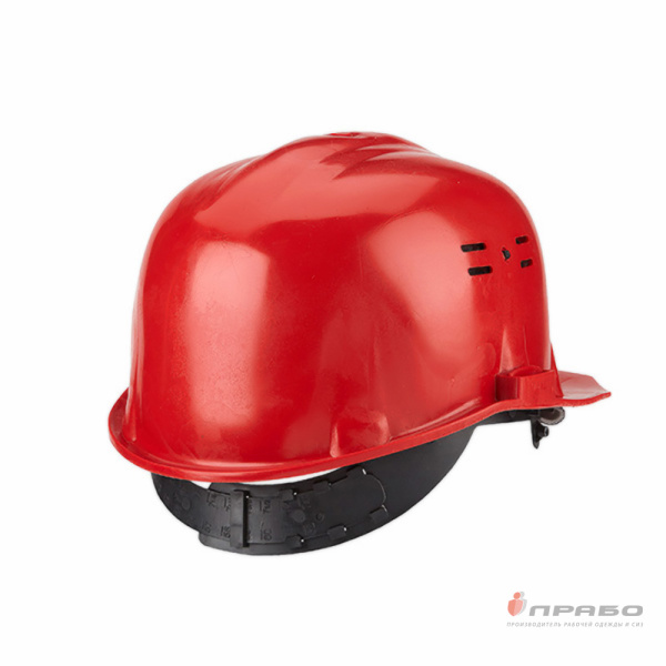 Каска защитная строительная из ударопрочного пластика с креплением для наушников красная