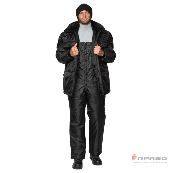 Куртка мужская утеплённая "Альфа" удлинённая чёрная