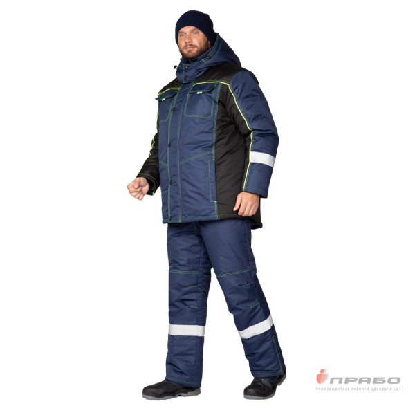 Костюм мужской утеплённый "Бренд Т" тёмно-синий/чёрный