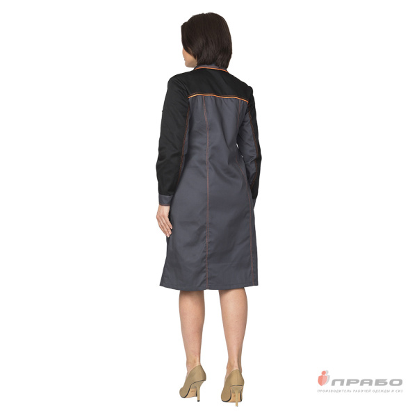 Халат женский "Бренд"серый/чёрный