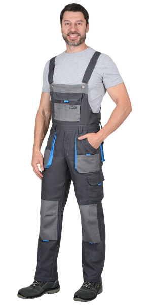 Костюм СИРИУС-ДВИН куртка, п/к т.серый со ср.серым и голубой отделкой пл. 275 г/кв.м