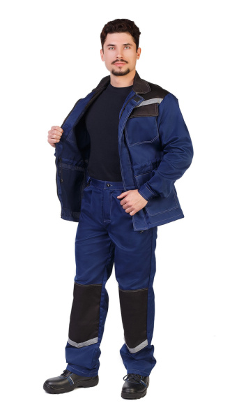 Костюм Ударник (тк.Саржа,250) брюки, т.синий/черный