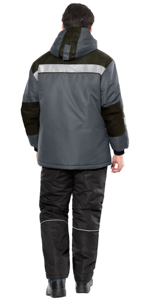 Куртка СИРИУС-КОМФОРТ зимняя, удлиненная темно-серая с черным и СОП