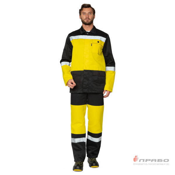 Костюм мужской "Трасса" жёлтый/чёрный (куртка и полукомбинезон)