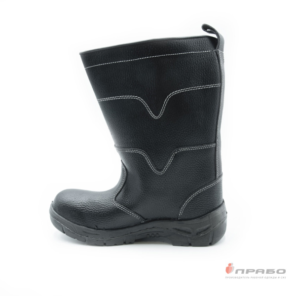 Сапоги "Олимп" с подошвой ПУ с верхом из кожи чёрные