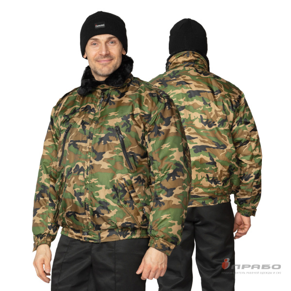 Куртка мужская "Охранник" укороченная КМФ лес