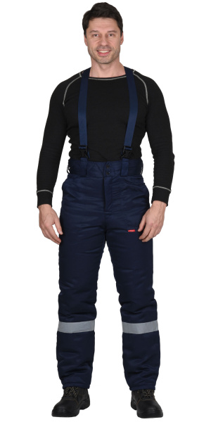 Костюм СИРИУС-РОСТ-НОРД куртка брюки, темно-синий с васильковым, Тк. смесовая