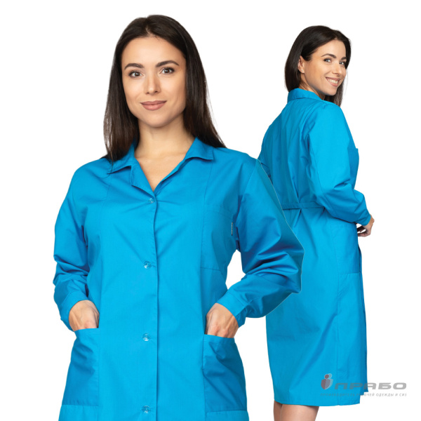 Халат медицинский женский "Стандарт" с рельефами голубой