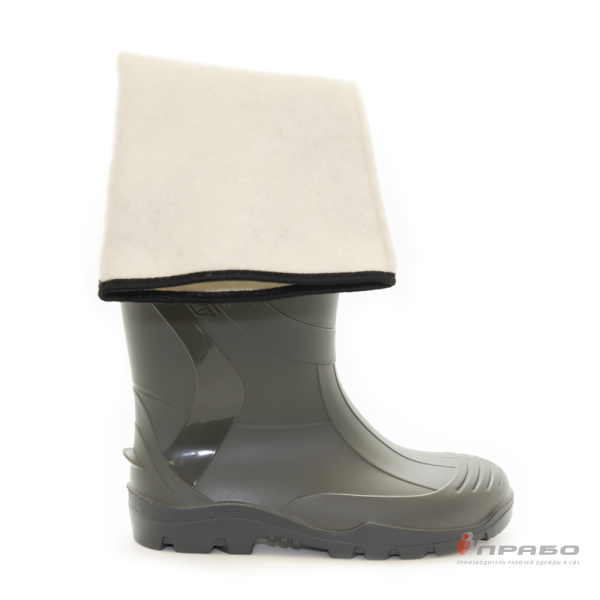Сапоги мужские утеплённые ПВХ МБС КЩС с утеплителем НТП оливковые (34 см)