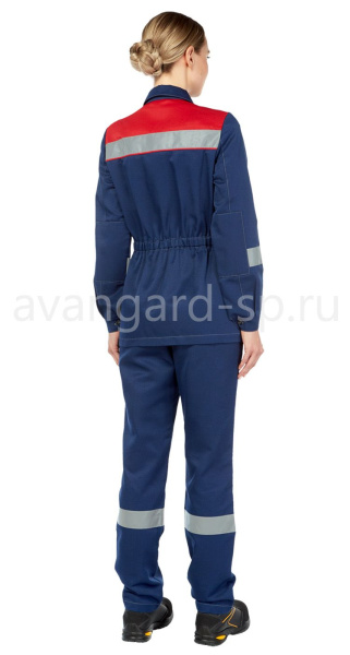 Костюм женский рабочий летний "Тимбер" синий-красный с ПК