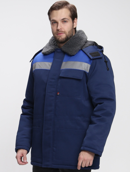 Куртка зимняя Бригада NEW (тк.Смесовая,210), т.синий/васильковый