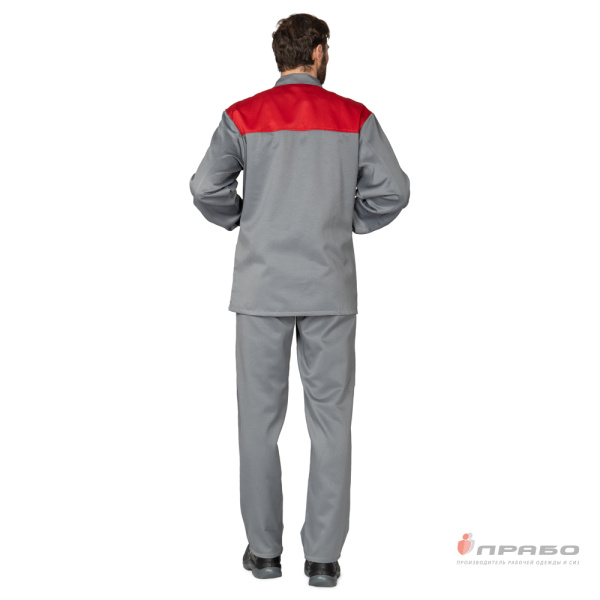 Костюм мужской "Стандарт 2" серый/красный (куртка и полукомбинезон)
