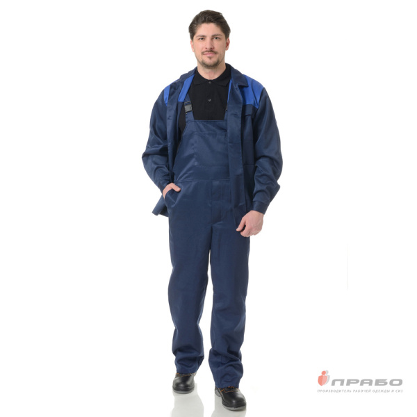 Костюм мужской "Стандарт 2" синий/василёк (куртка и полукомбинезон)