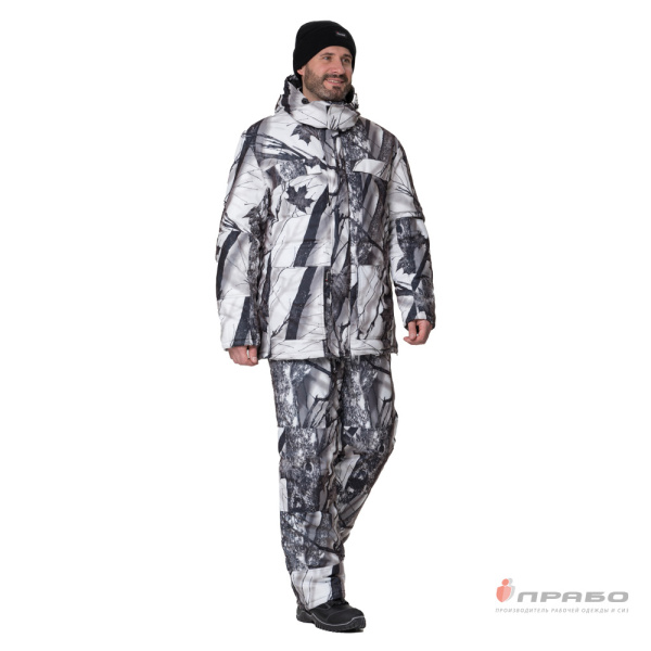 Костюм мужской утеплённый "Универсал" КМФ зимний лес (куртка и полукомбинезон)