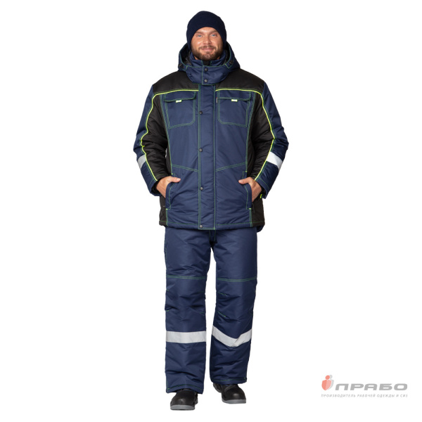 Костюм мужской утеплённый "Бренд Т" тёмно-синий/чёрный