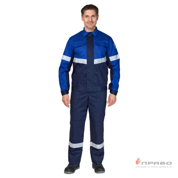 Костюм антистатический мужской "Вираж-Антистат М" тёмно-синий/василёк (куртка и брюки)