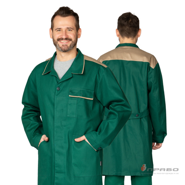 Халат мужской "Актуал" зелёный/бежевый