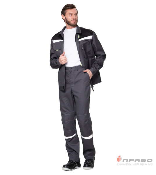 Костюм мужской "Профессионал 1" серый/чёрный (куртка и брюки)
