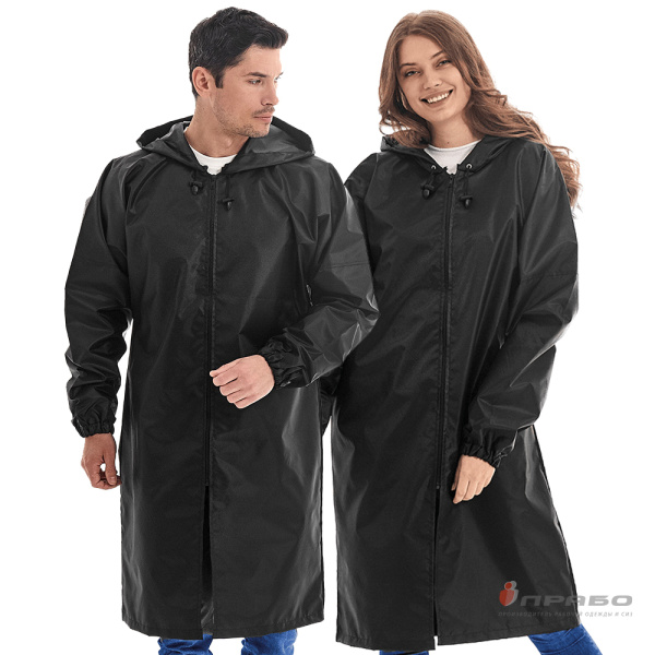 Плащ-дождевик влагозащитный "Ивент" на молнии чёрный
