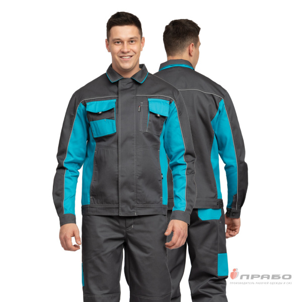 Костюм мужской "Бренд 1 2020" серый/бирюза (куртка и брюки)