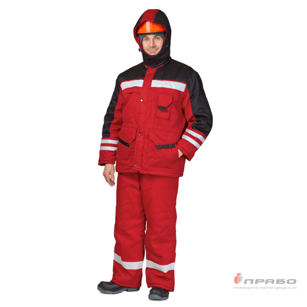 Костюм мужской утёпленный "Зима" красный/черный (куртка и брюки)