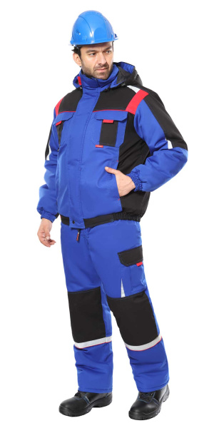 Костюм СИРИУС-СТАН зимний: куртка, п/к васильковый с черным и красным