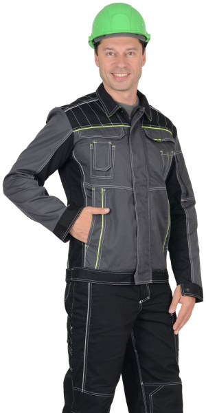 Куртка СИРИУС-ПРЕСТИЖ кор., т.серая с лимонным кантом