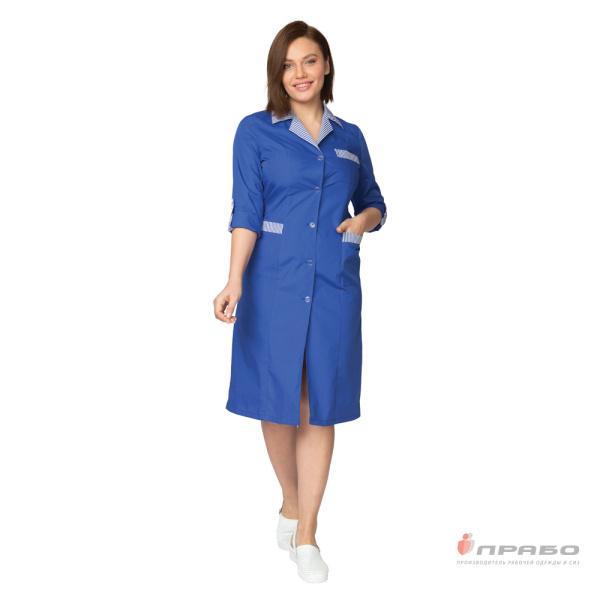 Халат женский "Хозяюшка" василёк/полоска