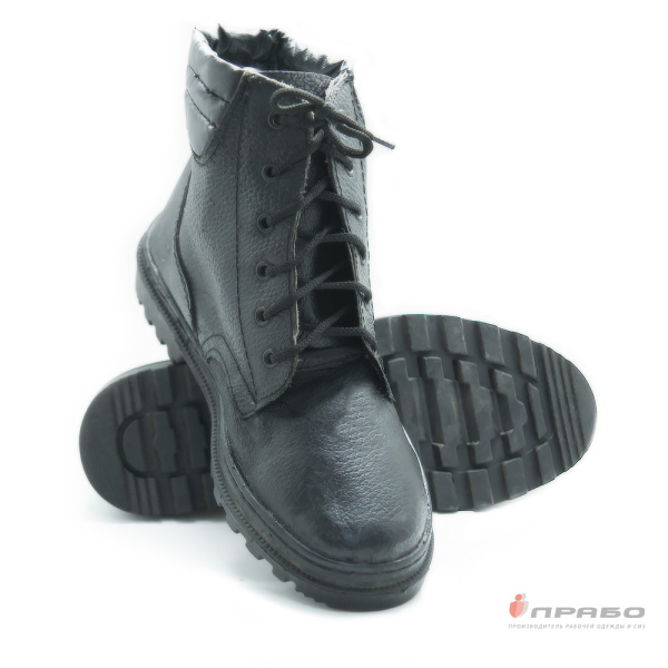 Ботинки бортопрошивные с подошвой ПУ и укрепленным подноском чёрные