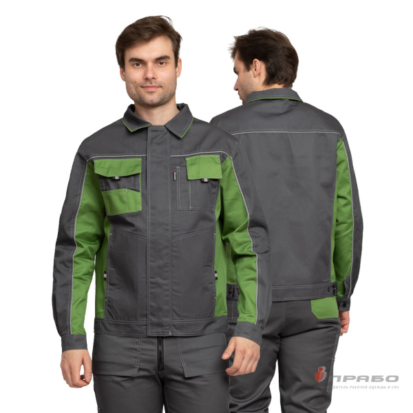 Костюм мужской "Бренд 2" серый/зелёный (куртка и полукомбинезон)