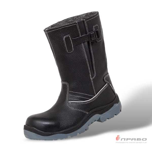 Сапоги кожаные "Барс-А-8М" с подошвой ПУ/ТПУ и КП чёрные (шерстин)