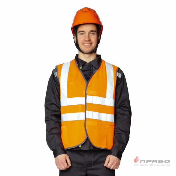 Жилет сигнальный "Спектр Лайт 3" оранжевый на липкой ленте