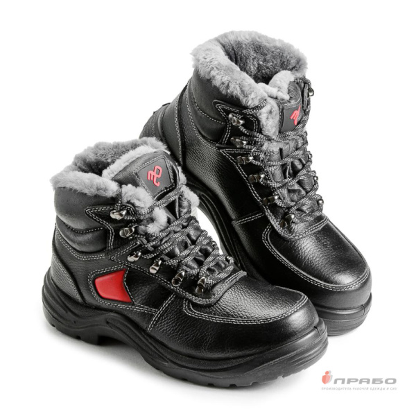 Ботинки "Викинг-Нитро-22РНМ" с подошвой ПУ/нитрил и КП чёрные (натуральный мех)