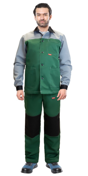 Костюм СИРИУС-АСПЕКТ куртка длин., брюки зеленый со светло-серым и черной отделкой