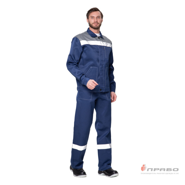 Костюм мужской "Пантеон" синий/серый (куртка и брюки)