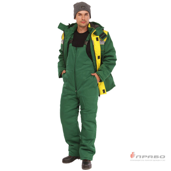 Костюм мужской утеплённый "Буря" зелёный (куртка и полукомбинезон)