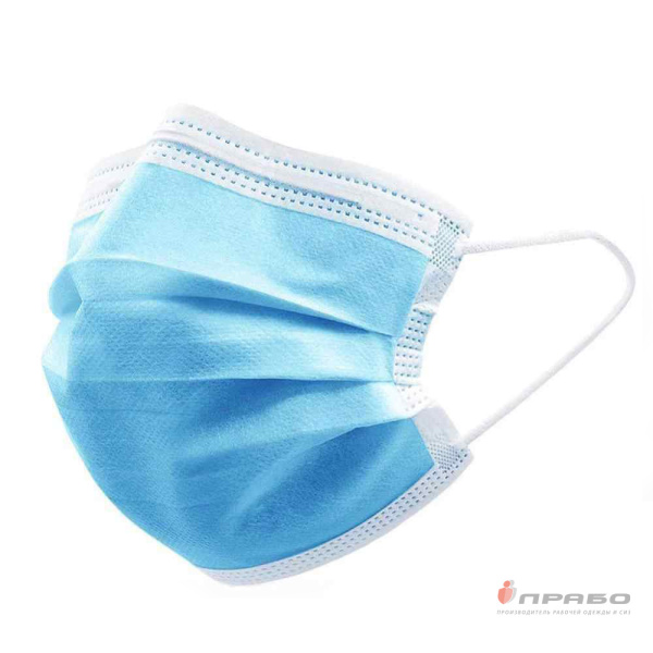 Маска трёхслойная на резинке (спанбонд/мельтблаун/спанбонд)