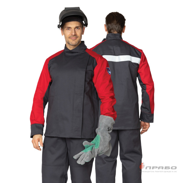 Костюм огнестойкий "Гектор" серый/красный 1 класса защиты (куртка и брюки)