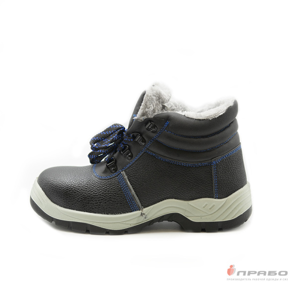 Ботинки рабочие утеплённые SJ7088-S-W с подошвой ПУ/ТПУ, МП и МС (иск.мех) чёрный/синий