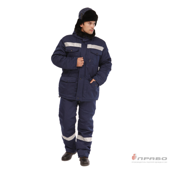 Костюм мужской утеплённый "Мастерок 2 Ультра" тёмно-синий с ветрозащитной маской