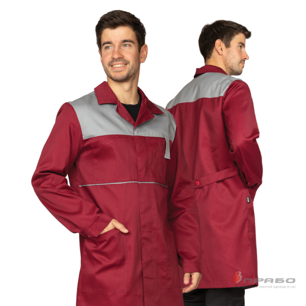 Халат мужской "Рейнир" бордовый/светло-серый