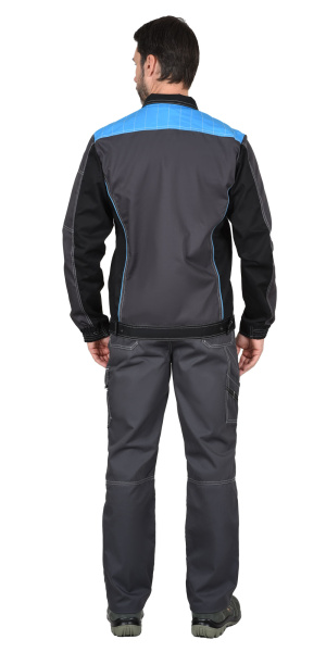 Куртка СИРИУС-ПРЕСТИЖ кор., т.серая с черным и голубой отделкой