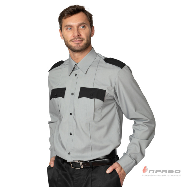 Рубашка мужская с длинными рукавами серая/чёрная