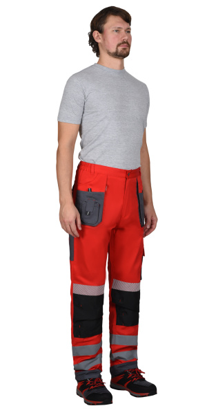 Костюм СИРИУС-АТОМ куртка, брюки красный с серым