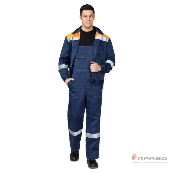 Костюм мужской "Пантеон 2 СОП" синий/оранжевый (куртка и полукомбинезон)