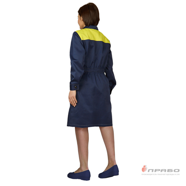 Халат женский "Пантеон" синий/жёлтый из облегчённой ткани