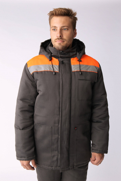 Костюм зимний Партнер NEW (Смесовая, 210) п/к, темно-серый/оранжевый