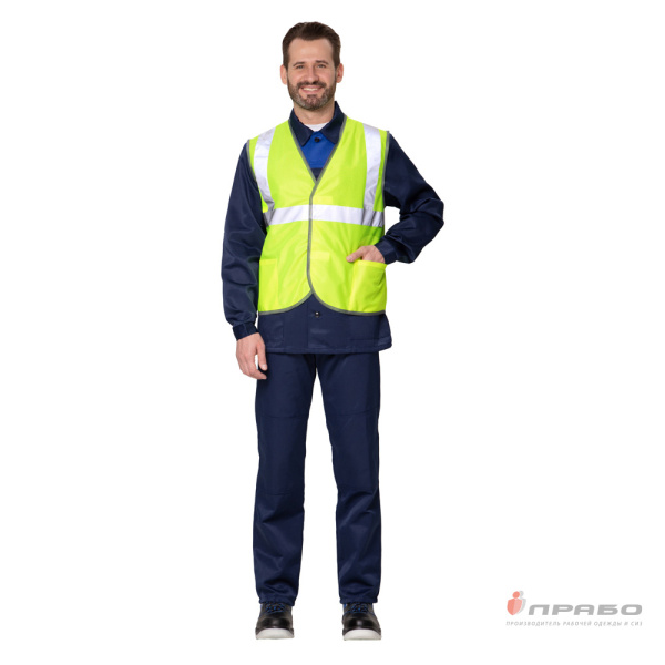 Жилет сигнальный "Спектр Лайт 2" лимонный с застёжкой на ленте велькро