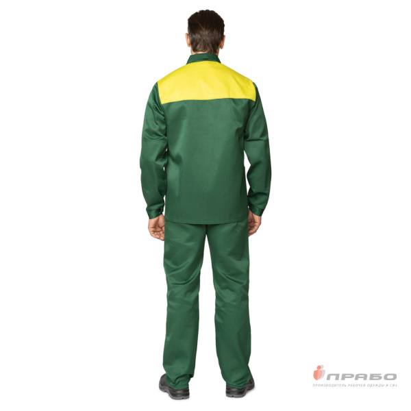 Костюм мужской "Стандарт Плюс" зелёный/жёлтый (куртка и брюки)